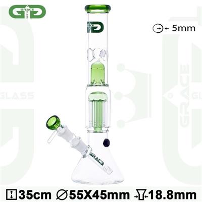 BONG GRACE GLASS 2 PERCOLATOR GREEN SHOTGUN 35cm