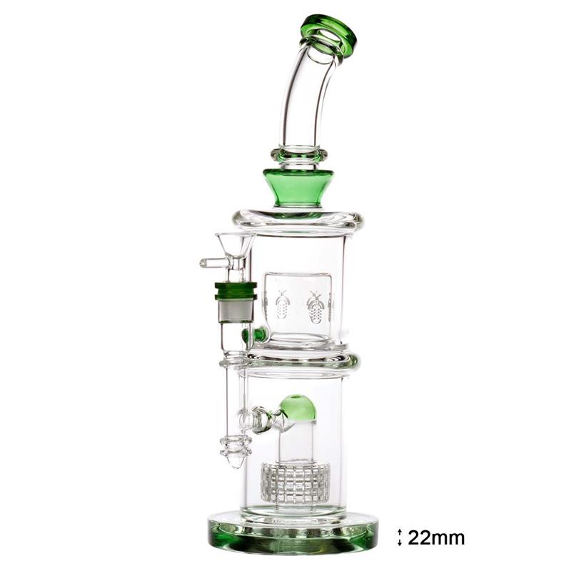 BONG CRISTAL DOBLE TORRE GREEN 33 cm